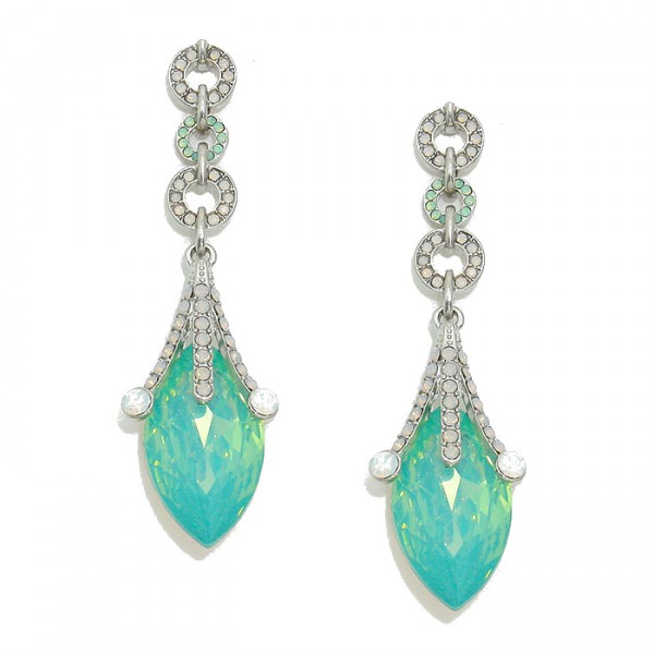 Queen's Glass Jester Pacific Opal Crystal Drop Earrings